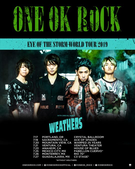 ワンオク セトリ アメリカ サクラメント公演「EYE OF THE STORM WORLD TOUR 2019 -US & Mexico-」【ONE OK ROCK】ファンブログ